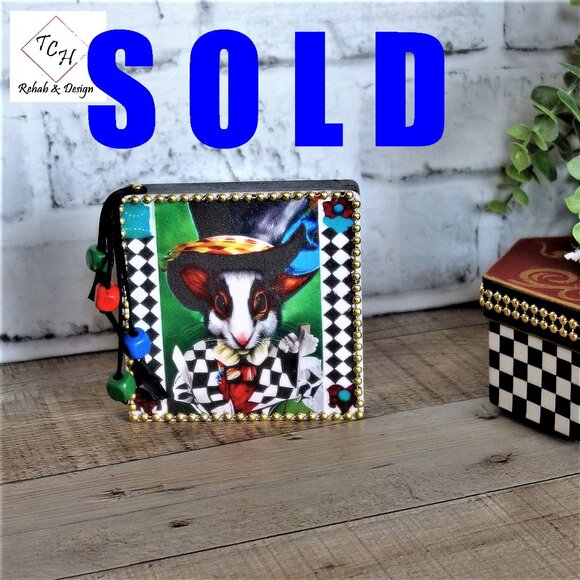 Alice in Wonderland Decor White Rabbit Decor Whimsical Checks Art Fantasy Decor - Picture 1 of 9